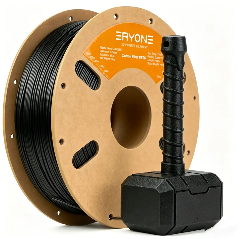 Filamento in Fibra di Carbonio PETG Eryone 1KG, 1.75mm, 15% CF Alta Rigidità per Stampanti 3D, +/-0.03mm