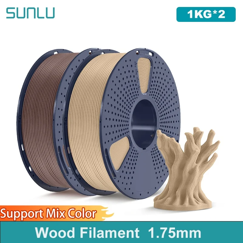 SUNLU Filamento per stampante 3D PLA con struttura in legno multiplo da 2 kg Filamento per stampante 3D da 1,75 mm 1 kg/bobina adatto alla maggior parte delle stampanti 3D FDM
