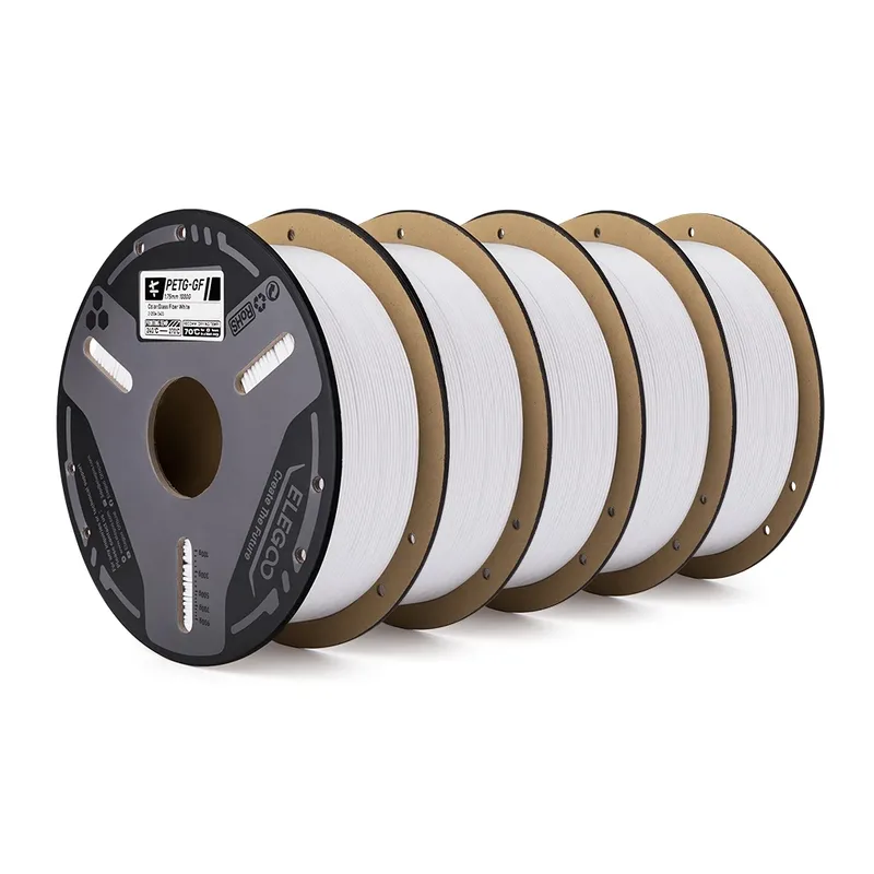 Filamento ELEGOO PETG-GF in Fibra di Vetro 1.75mm Grigio 1KG, Alta Rigidità, Isolamento Elettrico, Compatibile con la Maggior Parte delle Stampanti 3D FDM
