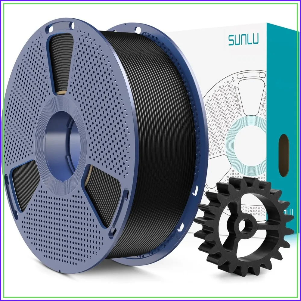 Filamento per Stampante 3D PLA+ 2.0 Aggiornato, 1.75mm, Più Resistente e Robusto, Precisione Dimensionale +/-0.02mm, Bobina da 1KG, Nero