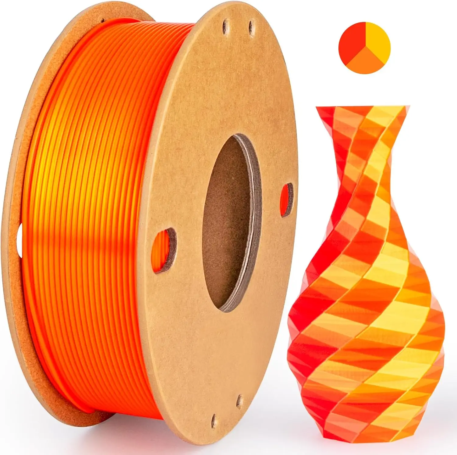 Filamento PLA Seta per Stampante 3D, Dual/Triple Colore, 1.75mm, Bobina 250g, Senza Grovigli, Lucido, Compatibile con la Maggior parte delle Stampanti FDM