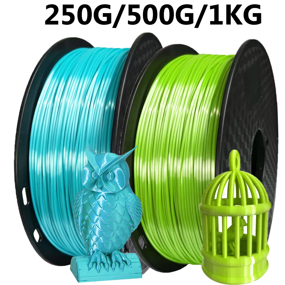 Filamento per stampante 3D PLA Silk Verde Mela e Blu Seta 250g 500g 1Kg 1.75mm per stampa 3D, materiale confezionato sottovuoto
