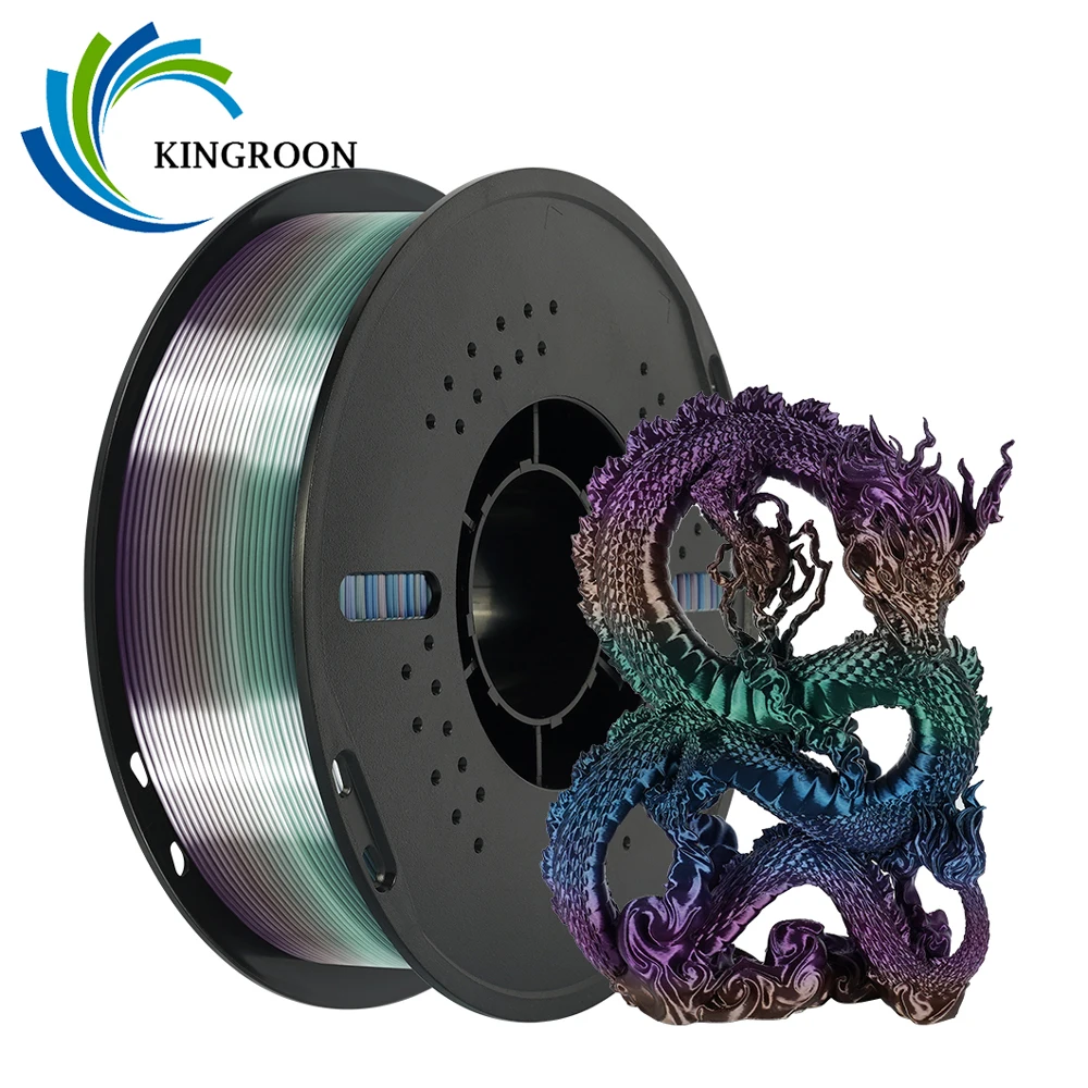 KINGROON Arcobaleno Seta PLA Filamento 1.75mm 1KG Gradiente multicolore Materiali per stampante 3D Cambia colore Liscio setoso PLA Plastica Nuovo