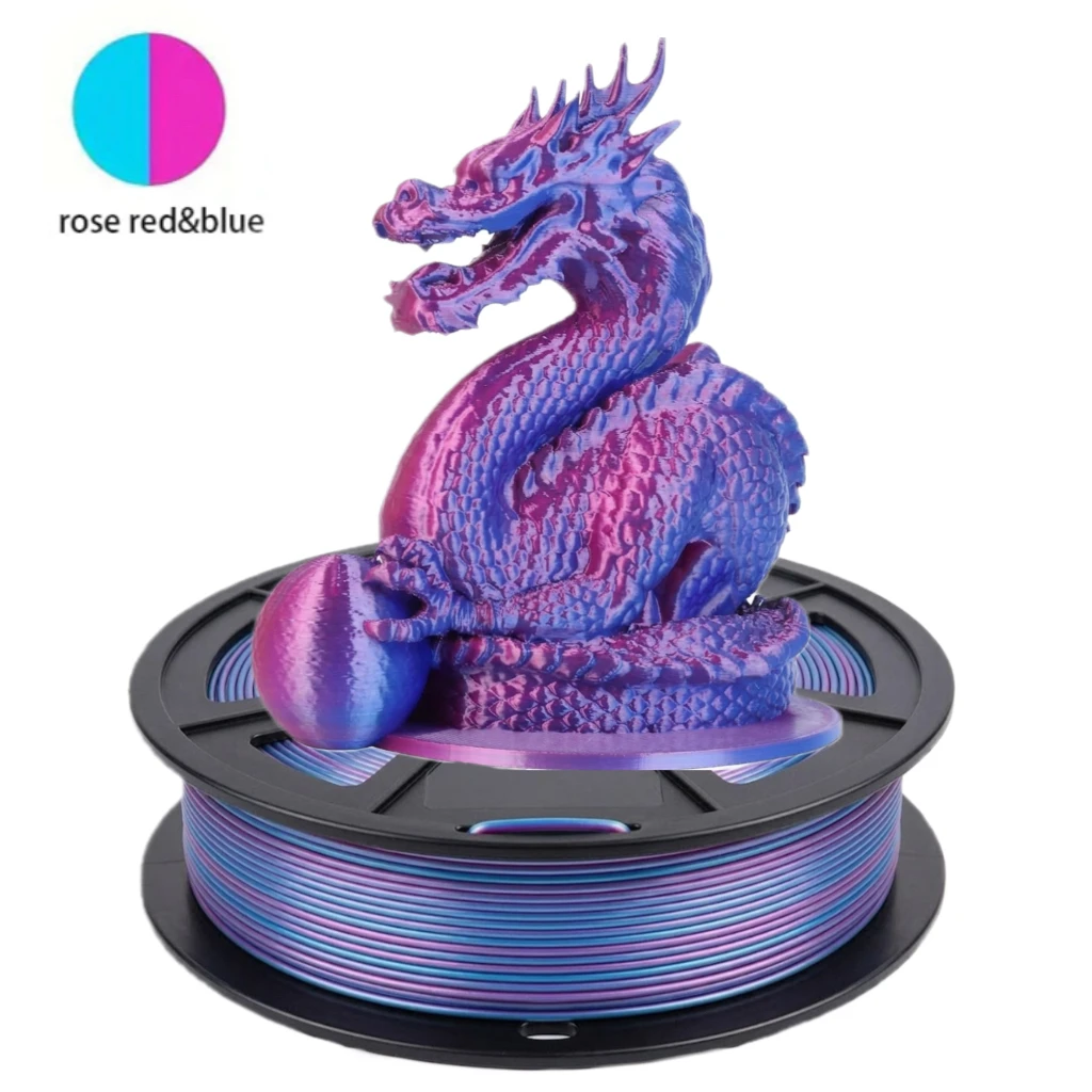 Filamento PLA Seta 1.75mm, Filamento per Stampante 3D a Doppio Colore Coestruso, 250g