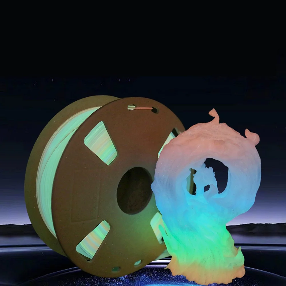 Filamento 3D PLA Glow In The Dark PLA luminoso 1kg 1,75mm Filamento incandescente PLA Nottilucenti Filamenti per stampa 3D Filamento arcobaleno