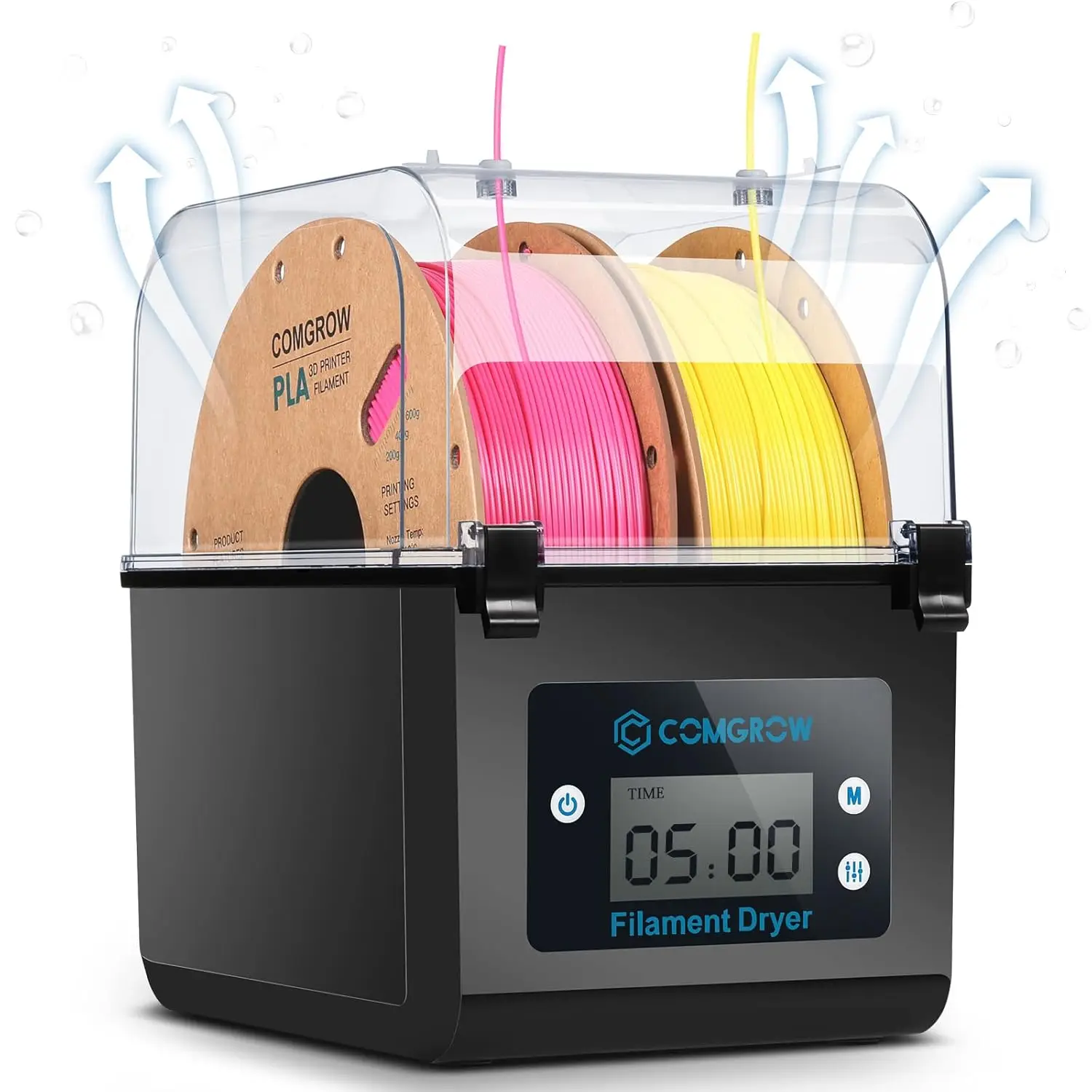 Comgrow 2 rotoli di filamenti disidratatore supporto bobina filamenti scatola asciutta per stampante 3D materiale ABS PLA PETG TPU FDM da 1,75 mm, 2,85 mm