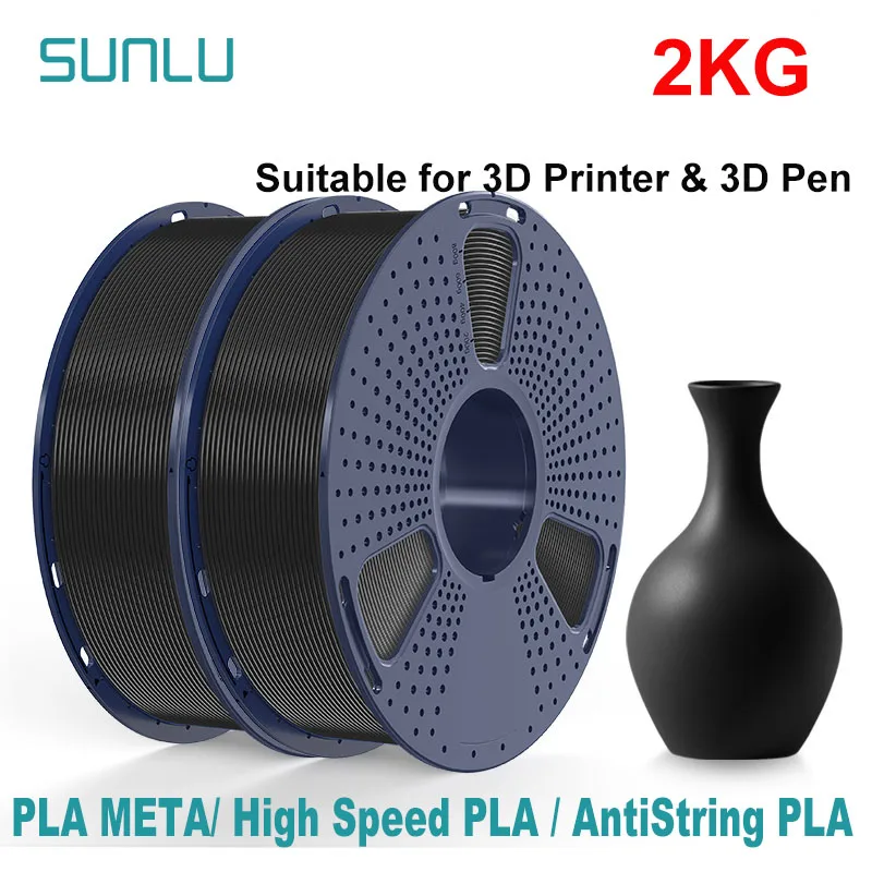 SUNLU 2KG 3D AntiString PLA/PLA Meta/Filamento PLA ad alta velocità 1.75mm 1KG/Rotolo Stampante 3D Filamento 3D ordinato avvolto per stampante 3D
