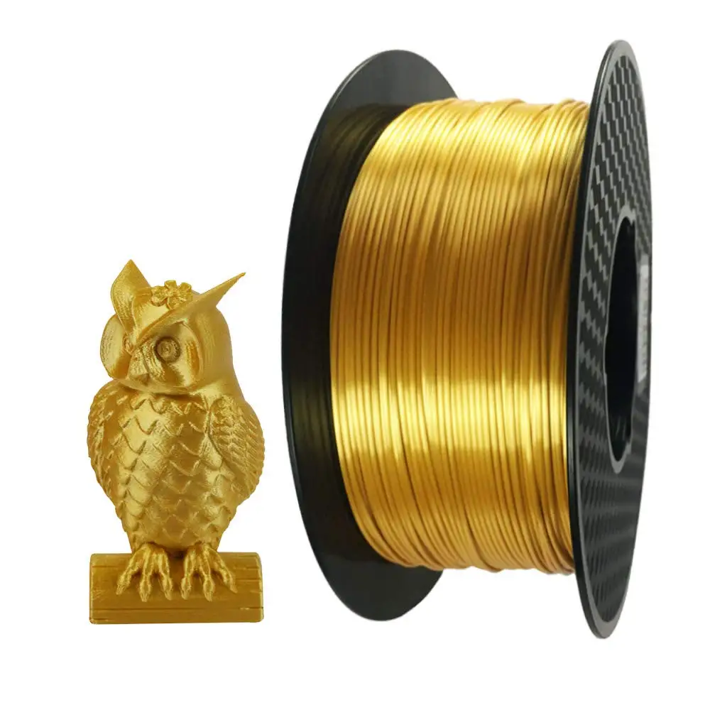 Filamento PLA Seta Oro 1.75mm 1KG, Materiale Metallico Lucido per Stampa 3D per Stampe Lisce