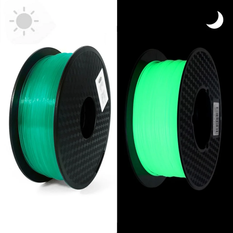 Filamento Luminoso PETG che si Illumina al Buio 1kg/500g/250g/200g 1.75mm per Stampante 3D, Alta Resistenza, PETG Traslucido Blu-Verde