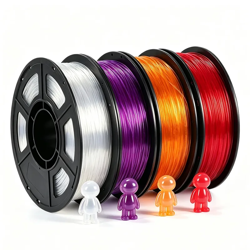 Filamento TPU 3D da 1,75 mm trasparente arancione 250g 500g 1Kg, TPU flessibile trasparente viola, rosso per stampa 3D 250gx4