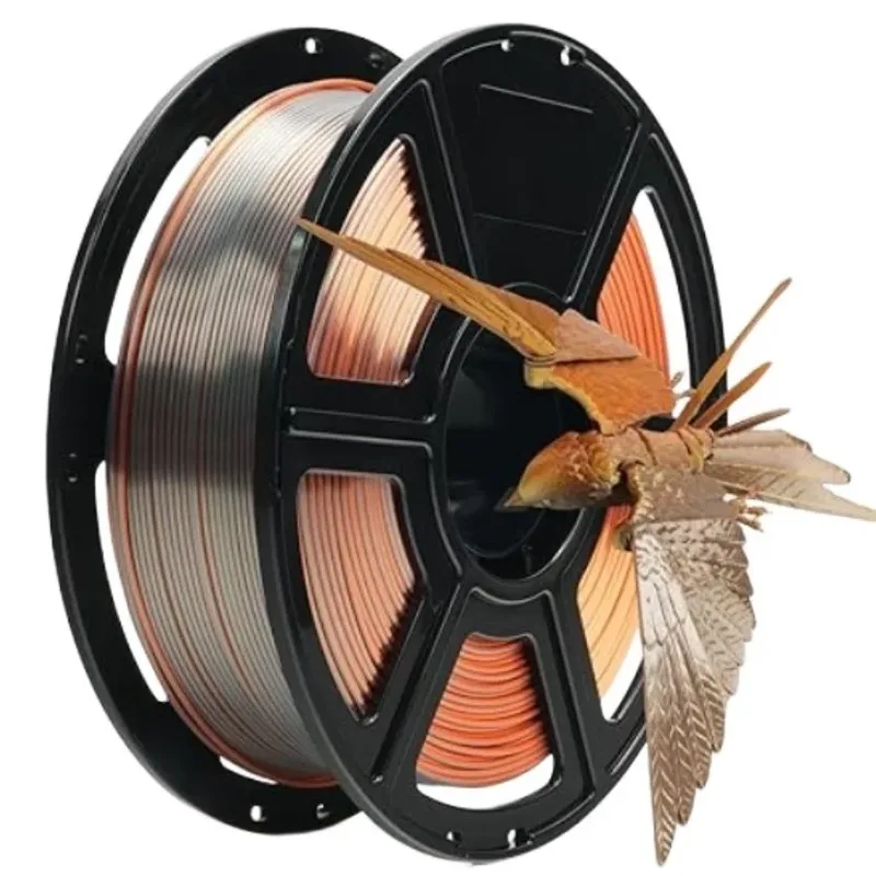 Filamento PLA Tricolore 200g 1.75mm, Materiale Plastico per Stampante 3D, Filamento Lucido Oro Blu Verde