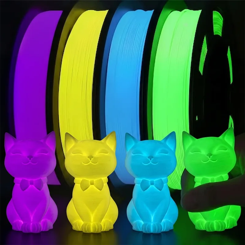 Filamento per Stampante 3D TPU Luminescente, TPU 95A, Blu, Verde, Giallo, Viola 250g/250 * Confezione da 4, Filamento per Stampante 3D da 1,75mm.