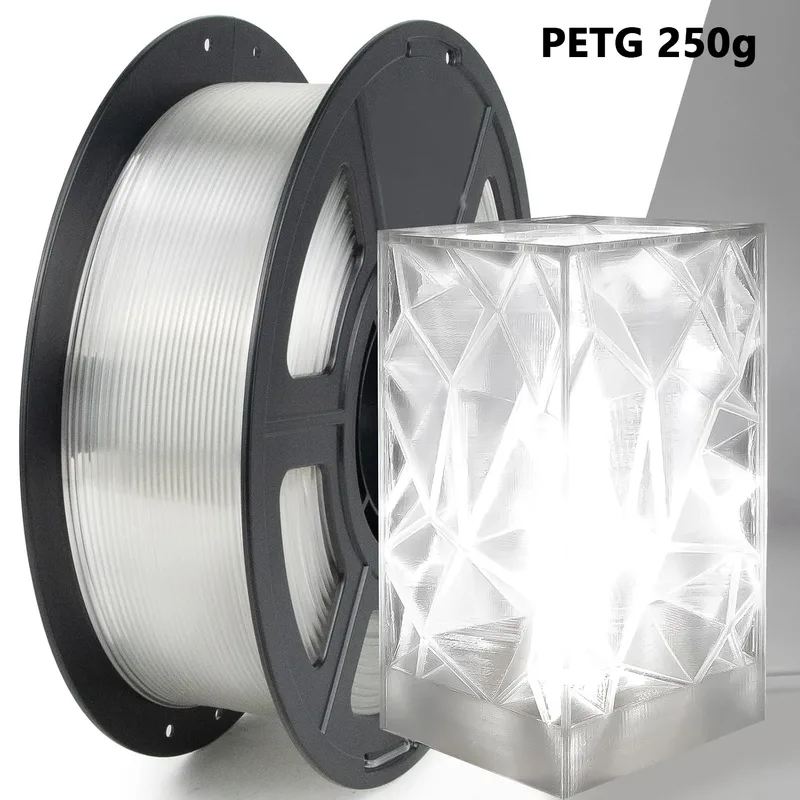 Filamento PETG Trasparente da 1,75mm per Stampante 3D, Materiali di Consumo 250g 1kg, Materiale PETG Trasparente per Stampante 3D