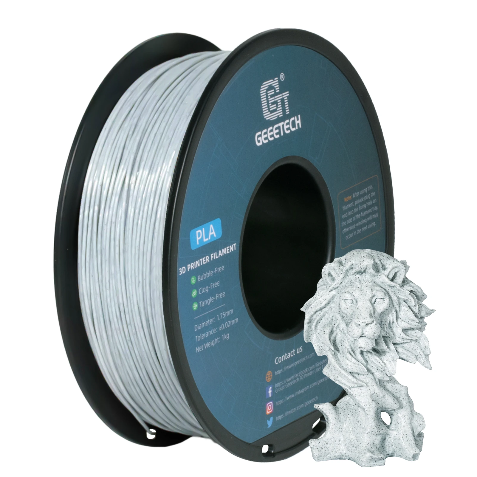 Geeetech Like Marble PLA Filamento per stampante 3D in plastica 1 kg 1,75 mm, senza grovigli, materiale per filo di stampa 3D imballaggio sottovuoto