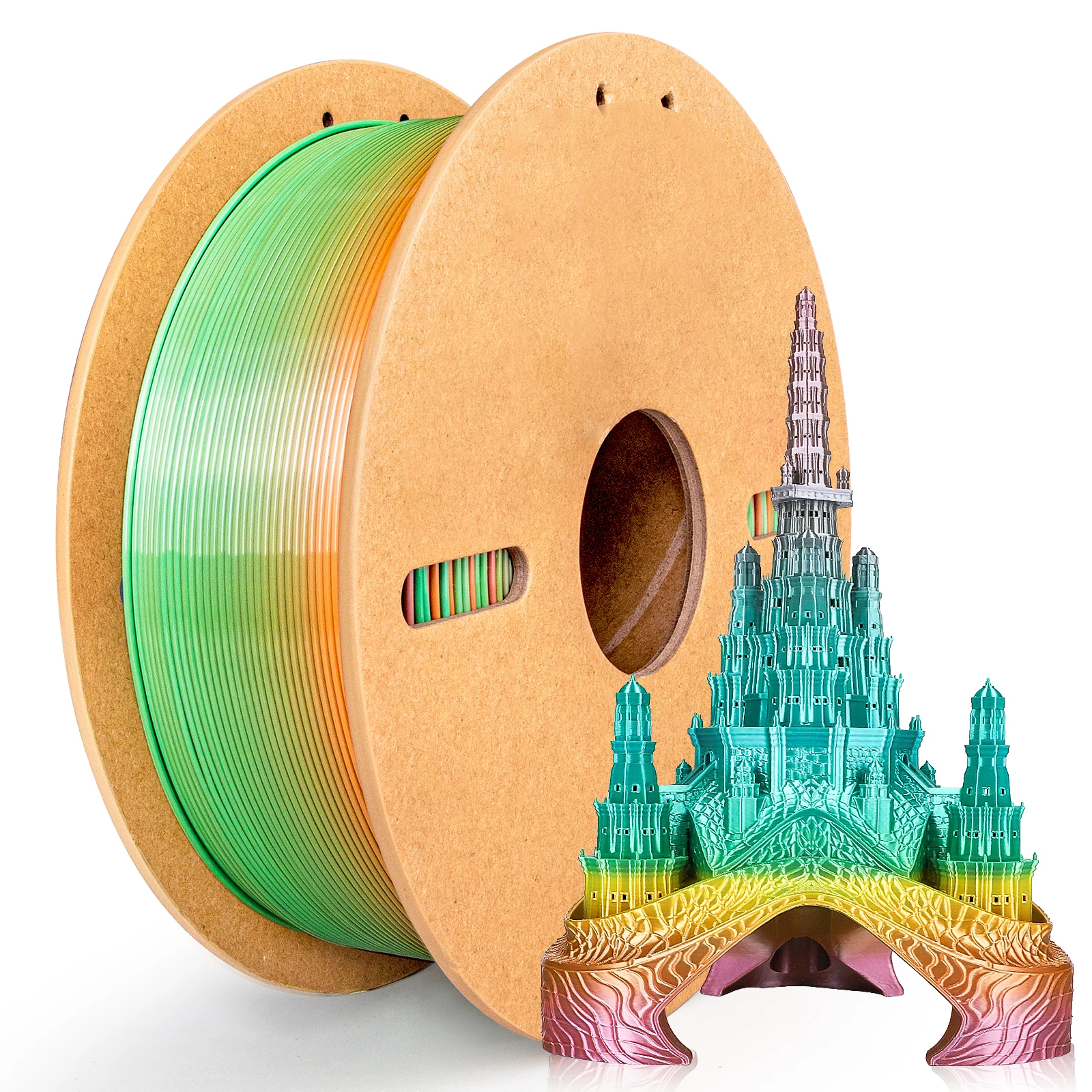 Filamento PLA Silk Rainbow da 1,75 mm, filamento per stampante 3D con gradiente di colore veloce lucido serie Macaron 500 g/1 kg, adatto alla maggior parte delle stampanti FDM