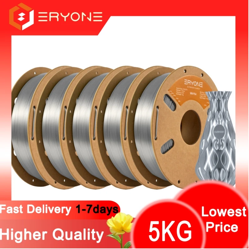Filamento PLA Seta ERYONE 3KG/5KG/10KG Nuovo Arrivo Seta 1.75mm Senza Bolle Sottovuoto Biodegradabile Spedizione Veloce Magazzino Estero