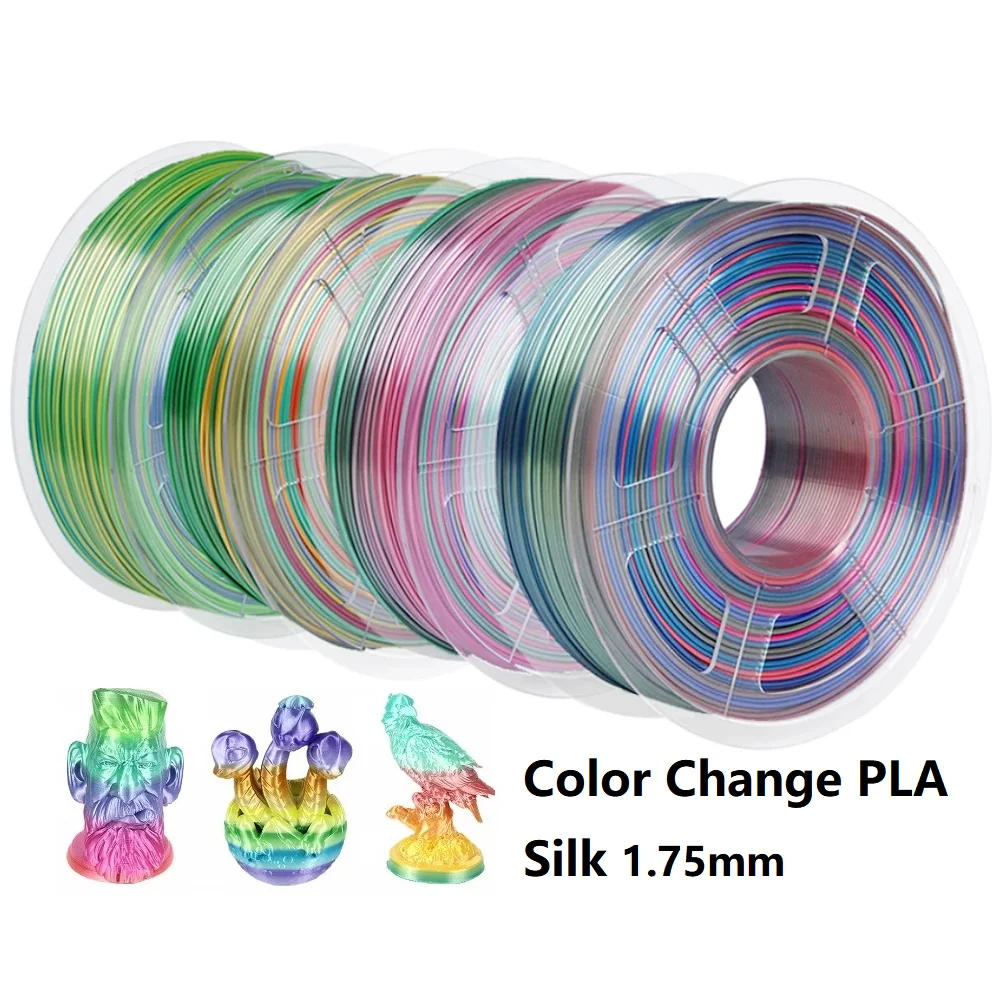Cambia colore Filamento Seta PLA 1.75mm 1kg 500g 250g Filamento stampante 3D Arcobaleno PLA Multicolor Materiale 3D Filamento PLA Gradiente