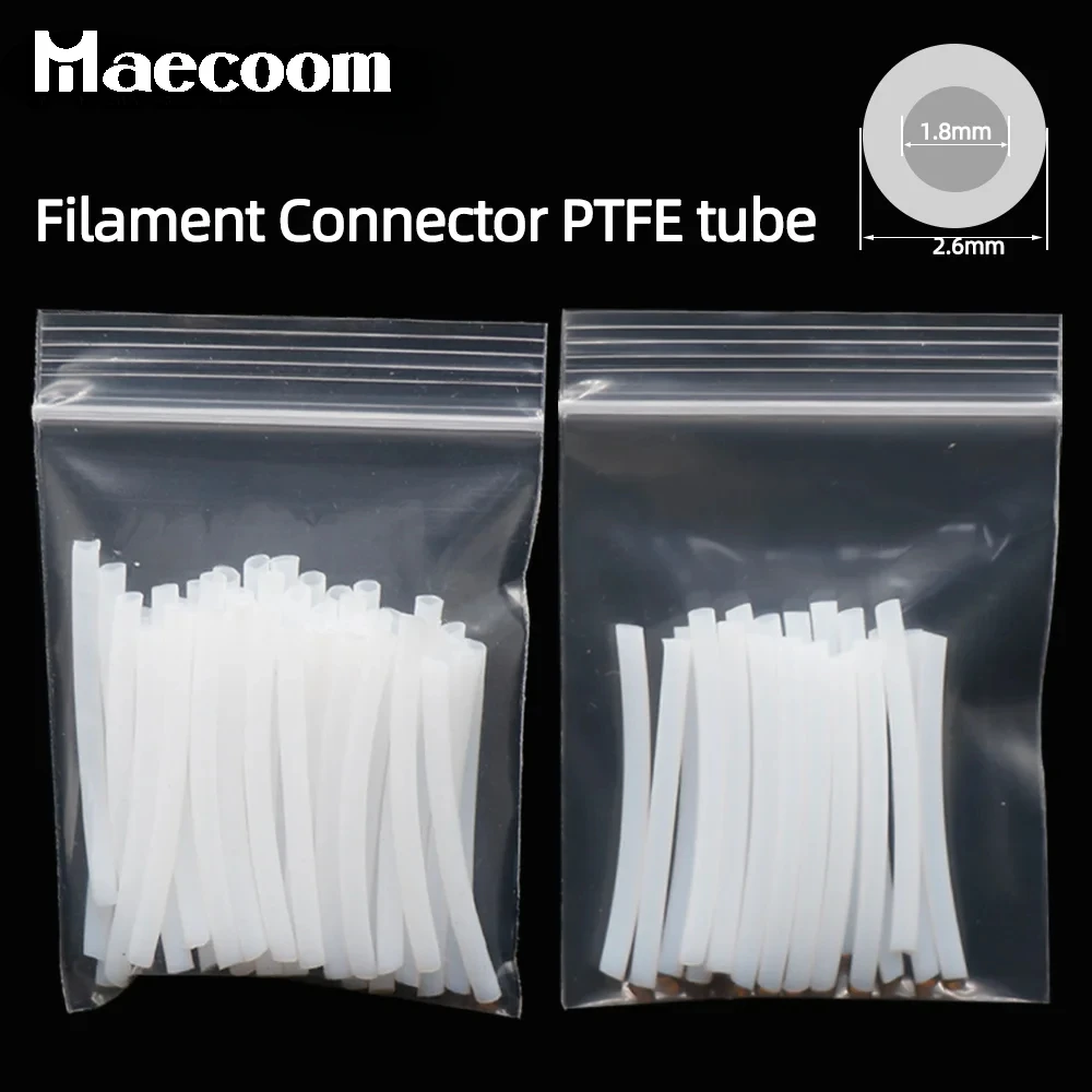 Connettore del filamento della stampante 3D Tubo in PTFE Giunti del filamento da 1,75 mm ID1.8mm OD2.6mm Lunghezza 37mm per parti del connettore PLA/ABS/PETG