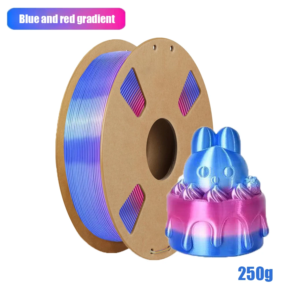 Filamento PLA Seta Sfumato Rosso-Blu da 1,75 mm, Texture Lucida, Precisione ±0,02 mm, Bobina da 200g/250g/500g/1000g