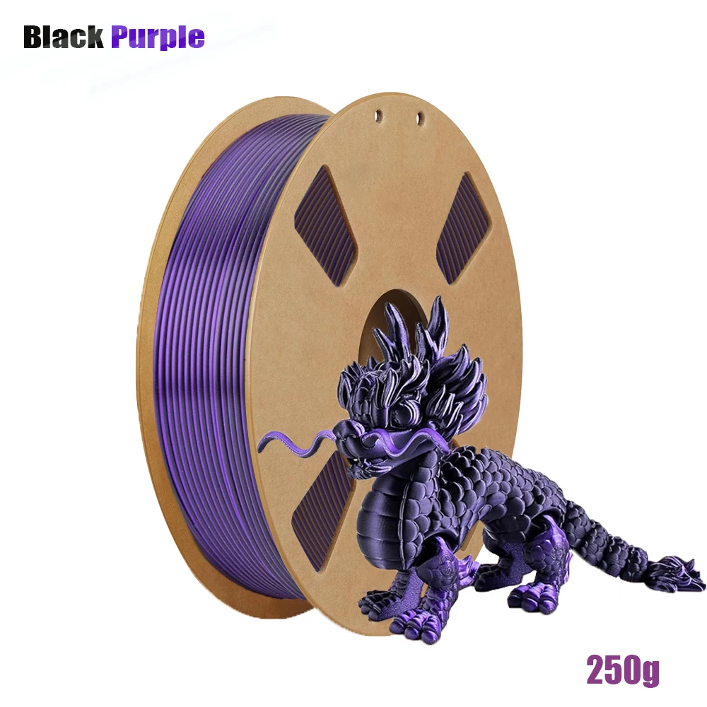 Filamento PLA Seta 1.75mm, Nero Viola Bicolore, Coestrusione 2-in-1, Precisione ±0.03mm, 200g/250g/500g/1000g
