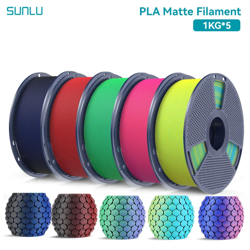 SUNLU Filamento per stampante 3D opaco bicolore da 5 kg 1,75 mm 1 kg +/- 0,02 mm Filamento opaco PLA adatto alla maggior parte delle stampanti 3D FDM e penne 3D