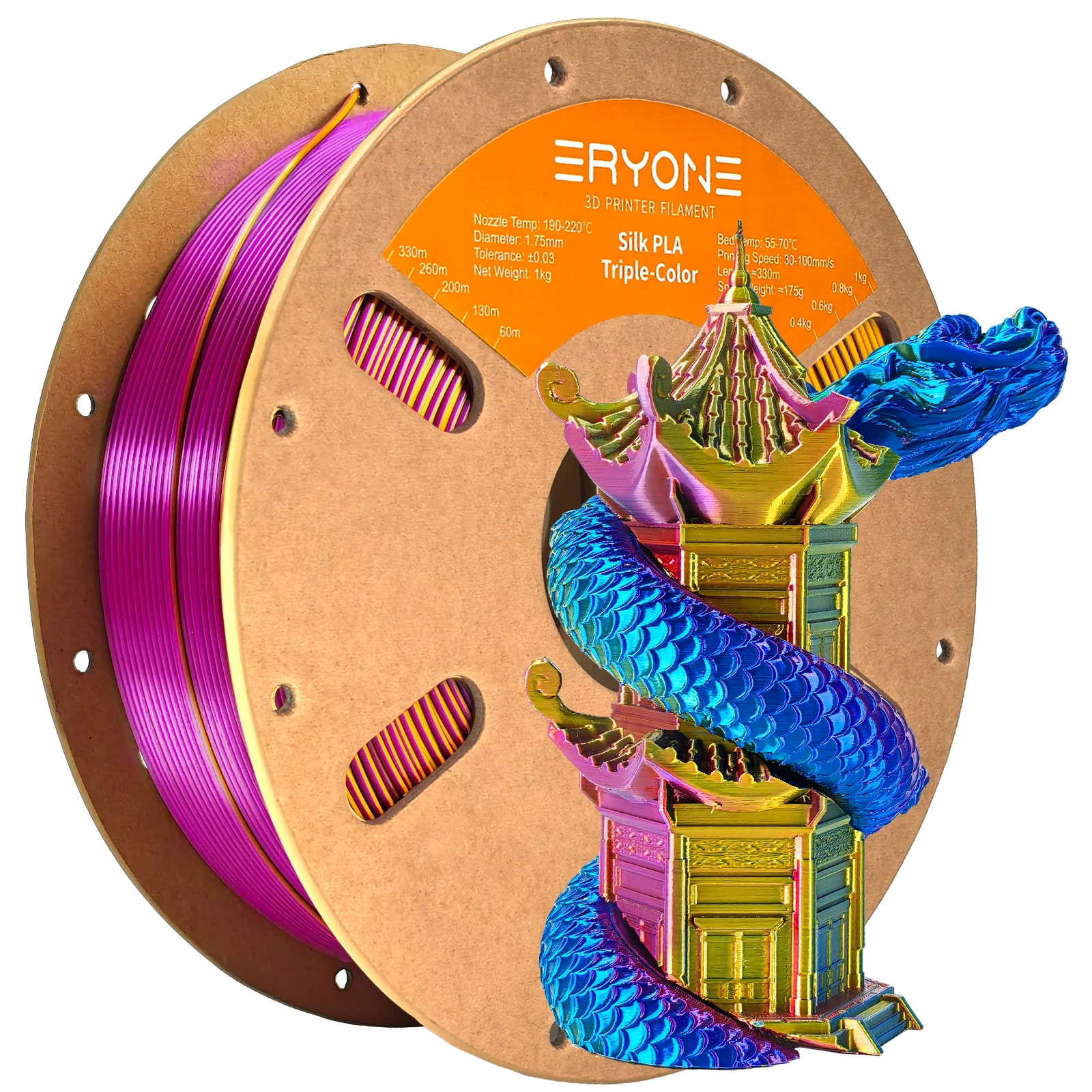 ERYONE 1/3/5KG Filamento PLA Premium di seta tripla colore Stampa 3D Grande vendita, multicolore disponibile, filamento triplo colore pla di seta da 1 kg