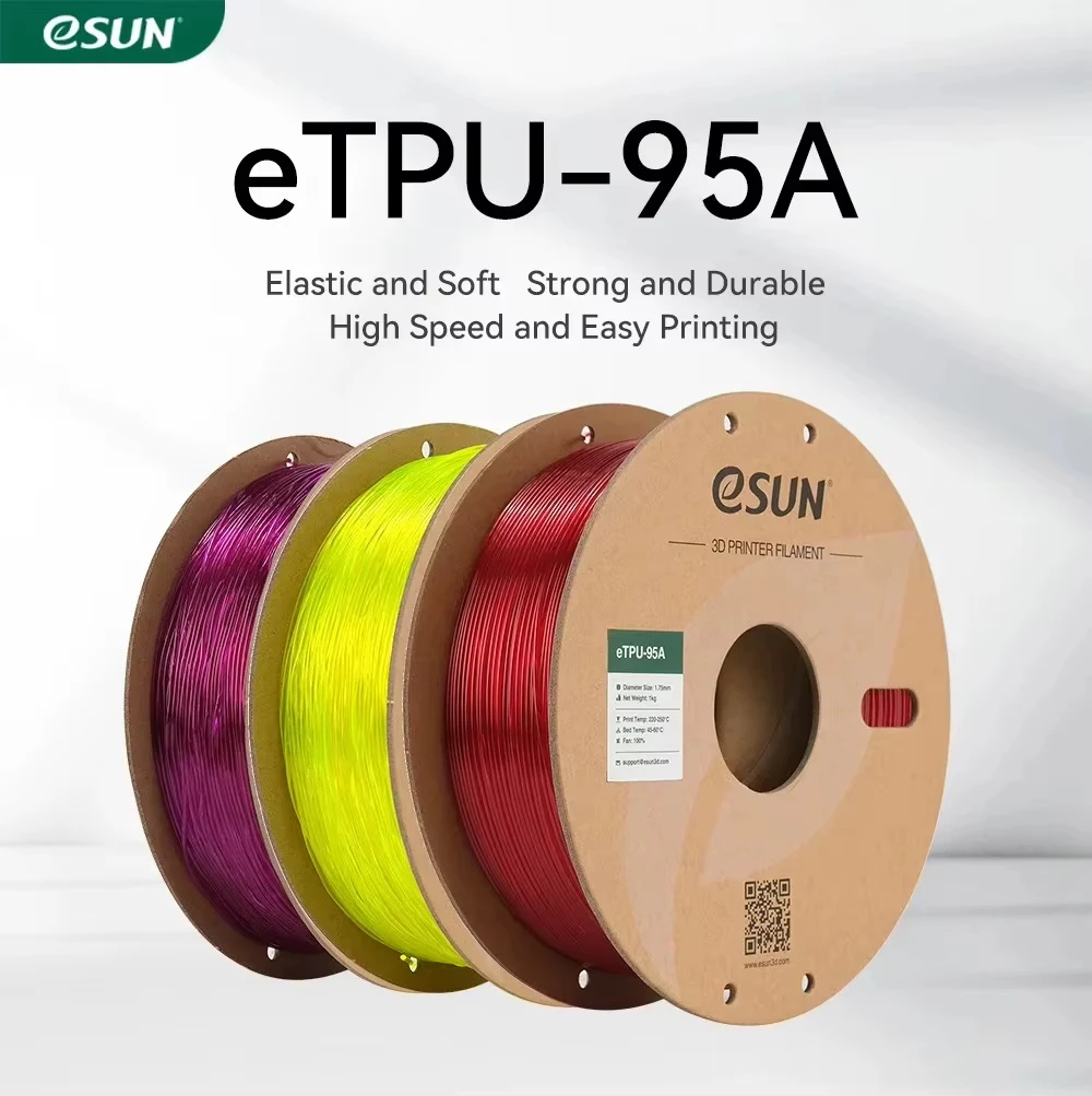 eSUN Filamento TPU flessibile da 1,75 mm, filamento per stampante 3D TPU 95A 1KG Bobina da 2,2 LBS Materiale di stampa 3D TPU 95A per stampanti 3D