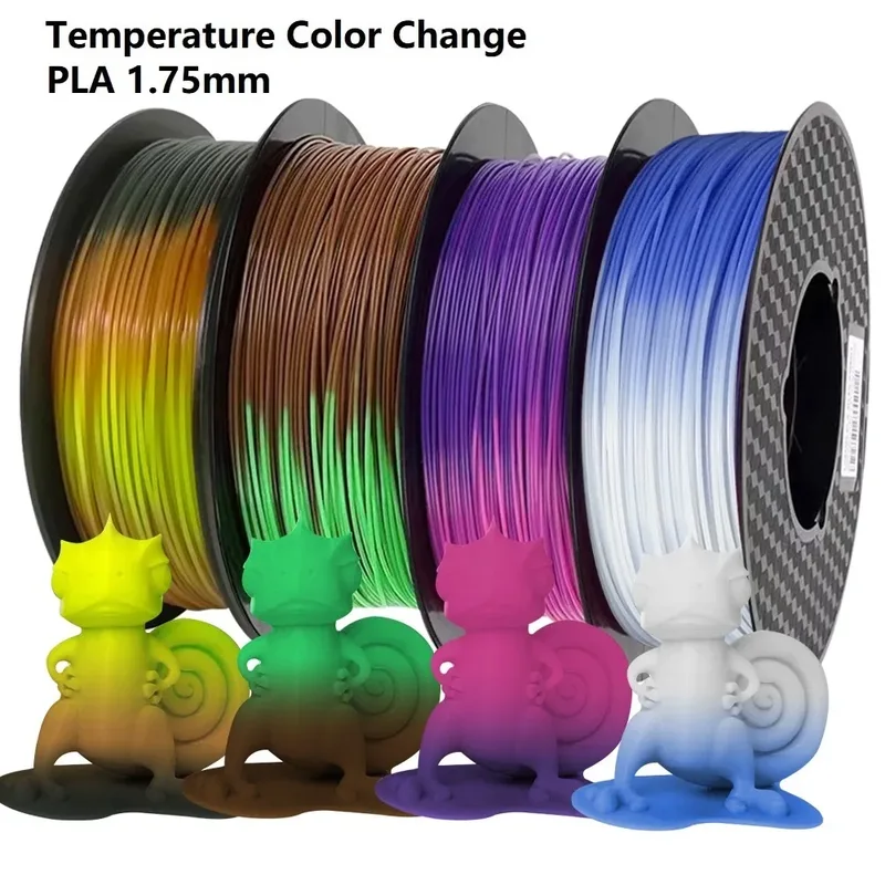 Filamento PLA che Cambia Colore con la Temperatura 1.75mm 1kg 500g 250g 200g Materiale per Stampante 3D Filamento PLA Reattivo alla Temperatura Blu Nero