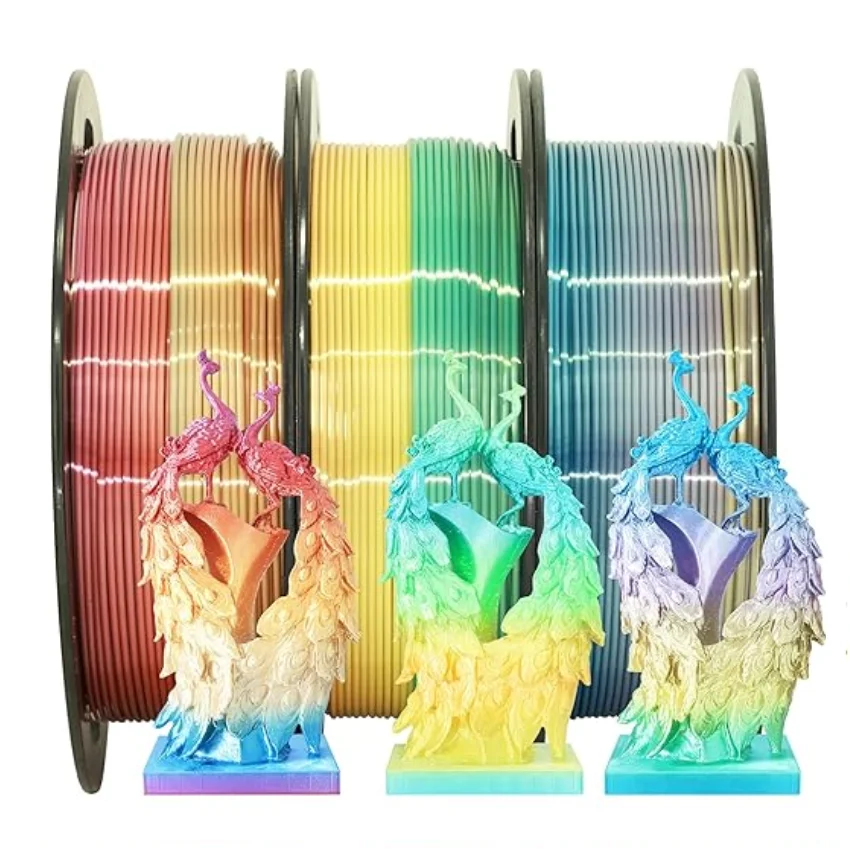 Filamento arcobaleno 250G PLA 1Kg 500g Stampante 3D Filamento lucido 1.75mm Filamento in materiale plastico 3D Cambio colore veloce 250gx4