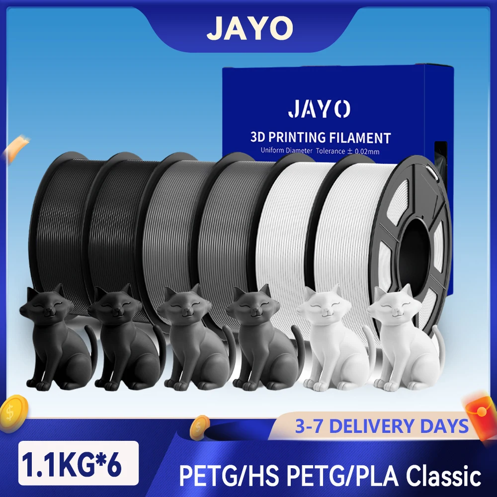 JAYO 3D PETG/PETG opaco ad alta velocità/PLA Filamento stampante classica 1.75mm Filamento stampante 3D 6.6KG PETG ordinato avvolto per 3D