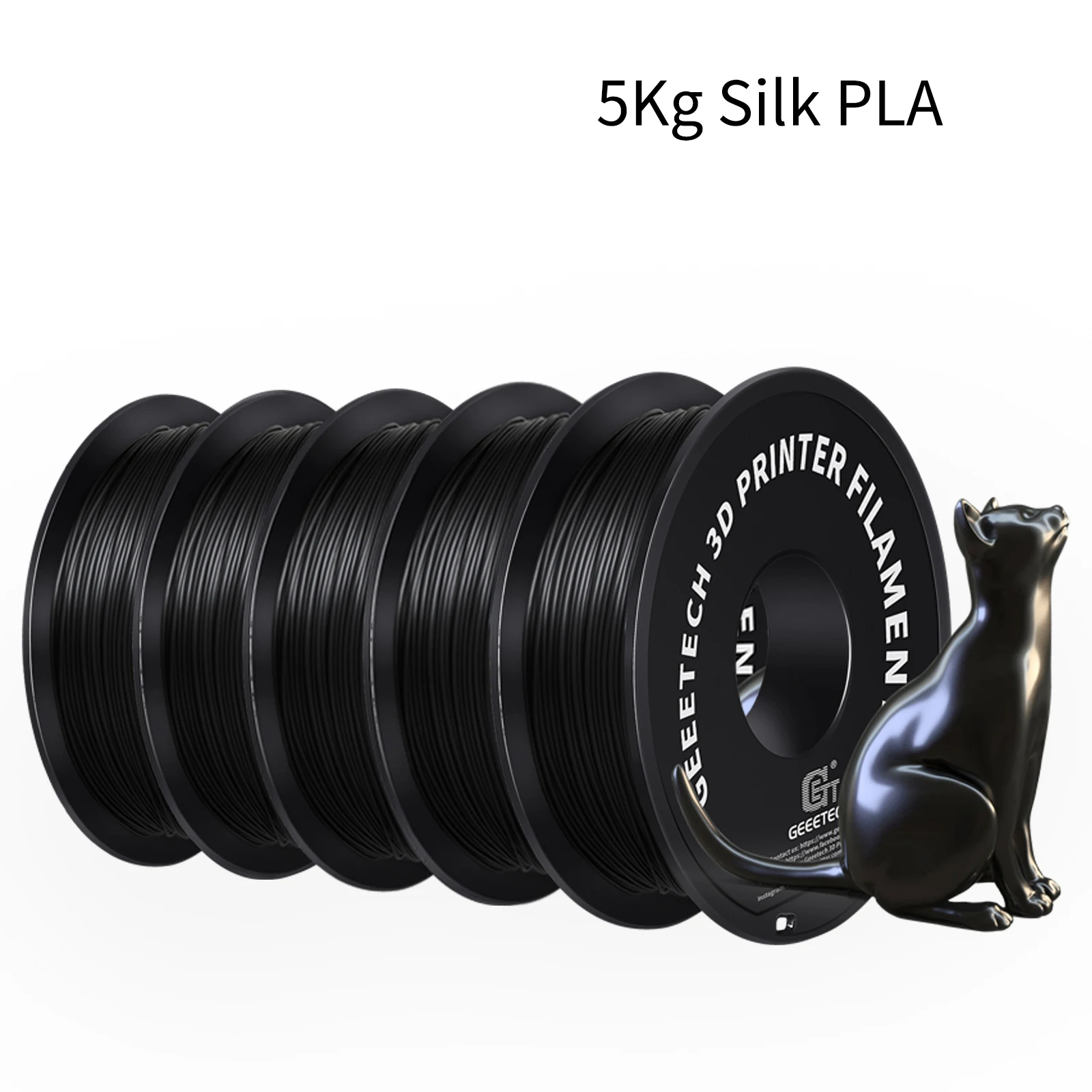 GEEETECH 5Kg Filamento PLA di seta 3D 1Kg/rotolo Bobina di filo da 1,75mm per materiale stampante 3D, sicurezza, imballaggio sottovuoto, colore speciale