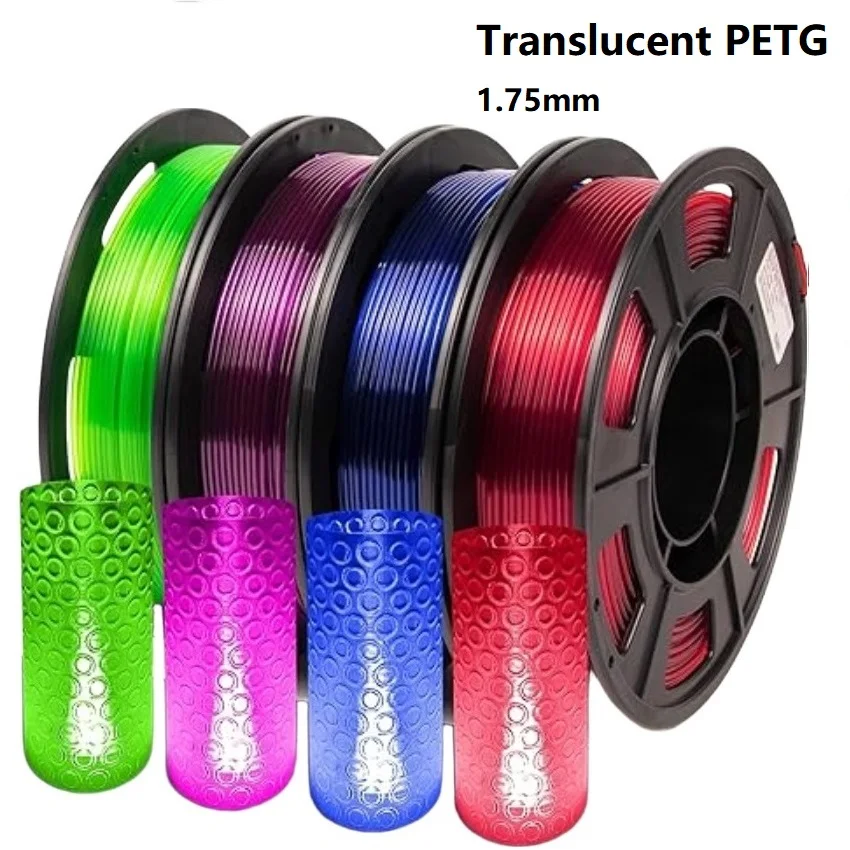Filamento PETG trasparente 1,75 mm 1 kg 250 g Filamento traslucido PETG Rosso Bue Verde Arancione Filamento trasparente Pacchetto PETG ad alta velocità