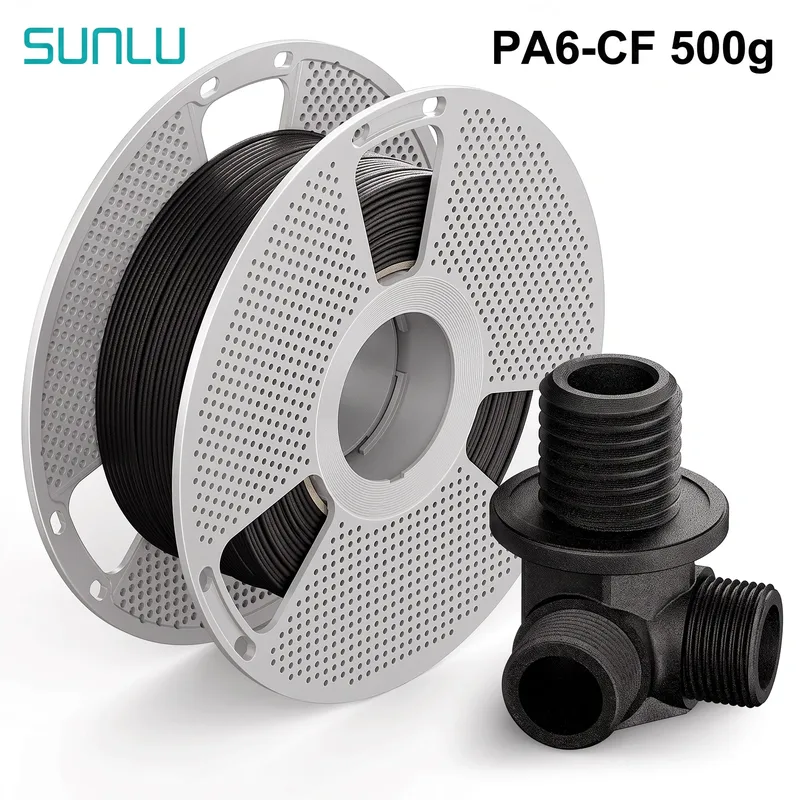 Filamento per Stampante 3D SUNLU PA6-CF 1.75mm 500g in Nylon con Fibra di Carbonio, Alta Resistenza e Resistente al Calore 209 ℃   per Parti Industriali Rinforzate al 20% con Fibra di Carbonio