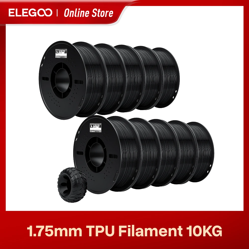 ELEGOO Filamento per stampante 3D TPU 1,75 mm 1 kg, filamento TPU flessibile con durezza Shore 95A con elevata resilienza ed elasticità