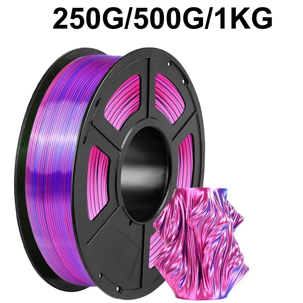 Filamento per Stampante 3D PLA Seta Rosa Blu 1.75mm, Confezione Sottovuoto da 250g, 500g, 1Kg