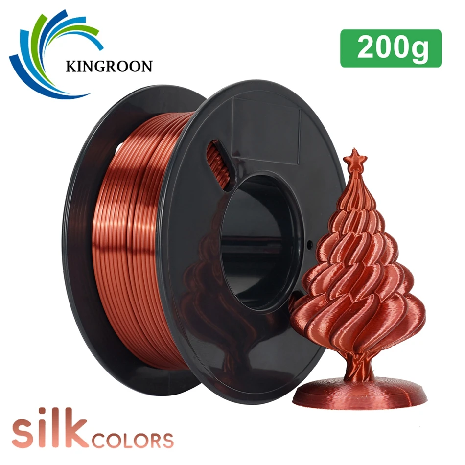 KINGROON 200g/Spool filamento per stampante 3D Silk PLA 1.75mm liscio senza bolle 0.2 kg/rotolo materiale di stampa 3D nuovo colore