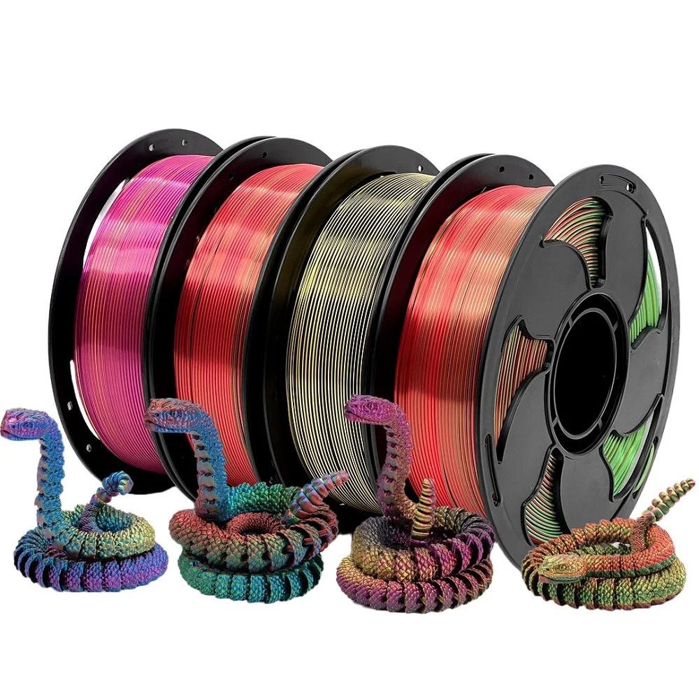 Filamento tricolore da 200 g di seta PLA 1,75 mm Filamento PLA triplo colore Stampante 3D Materiale plastico Filamento liscio lucido Oro Blu Rosso