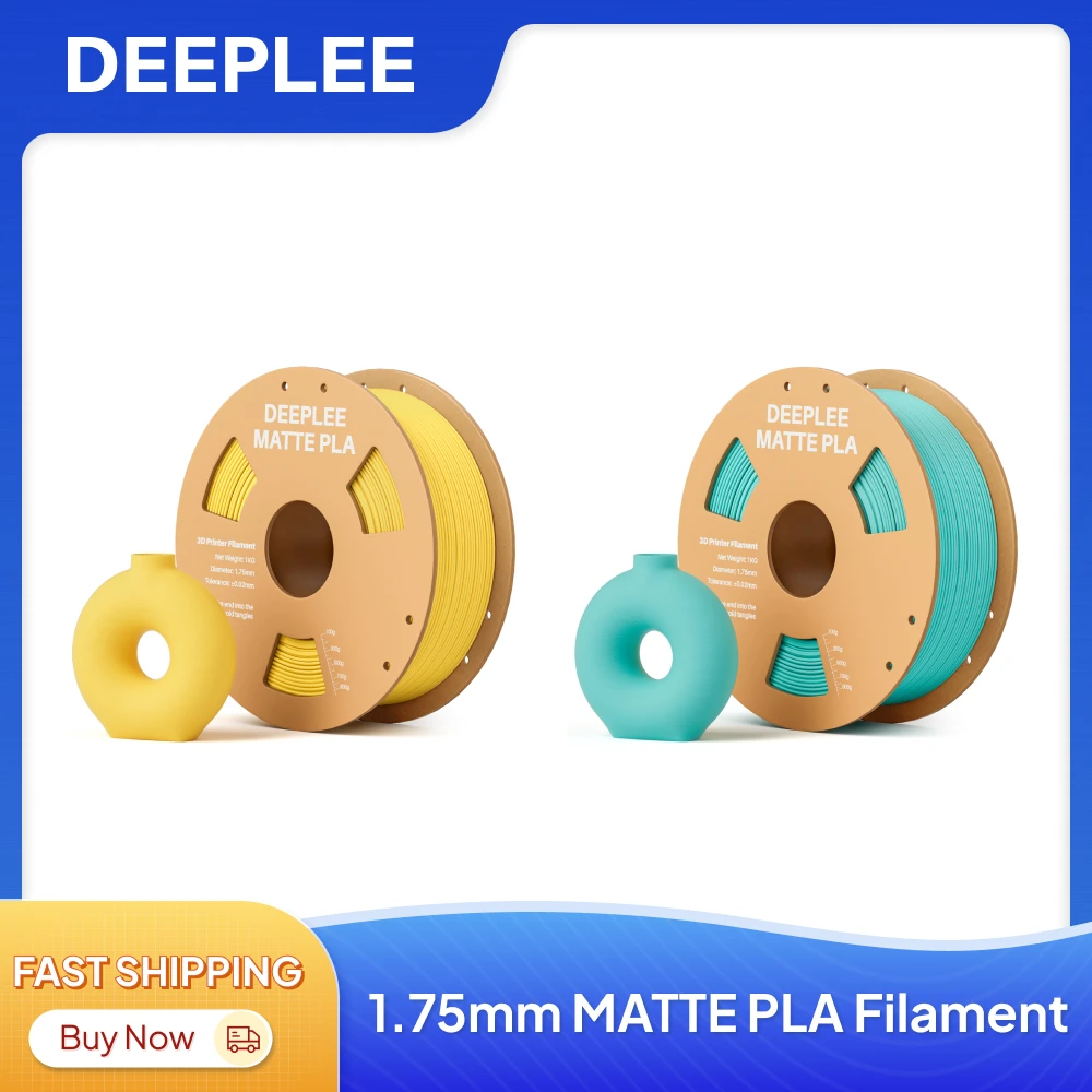 Filamento PLA Opaco DEEPLEE 1KG, 1.75mm per Stampante 3D FDM, Precisione Dimensionale +/- 0.02mm, Bobina in Cartone da 1kg (2.2 libbre)