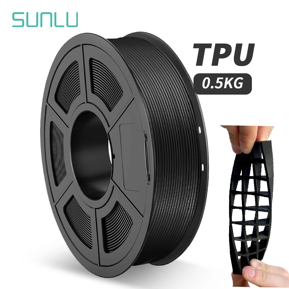 SUNLU 95A Filamento TPU Stampa 3D 1.75MM 0.5KG Buona flessibilità Non tossico Buona resistenza all'invecchiamento Stampe morbide inodore Giocattoli Scarpe