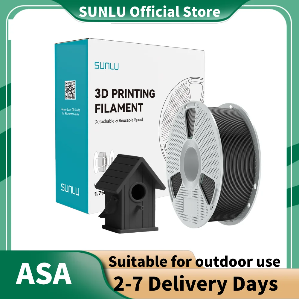 Filamento SUNLU ASA 1,75 mm 1 kg (2,2 libbre) Filamento per stampante 3D resistente ai raggi UV/pioggia/calore da UE/USA/Regno Unito