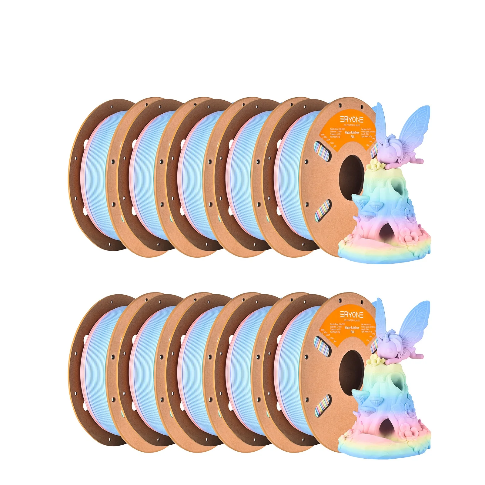 ERYONE Promozione PLA Opaco Arcobaleno 1/2/3/5/10KG 1.75mm ±0.03mm Filamento Per Stampante 3D Macaron Filamento Acquerello di Alta Qualità