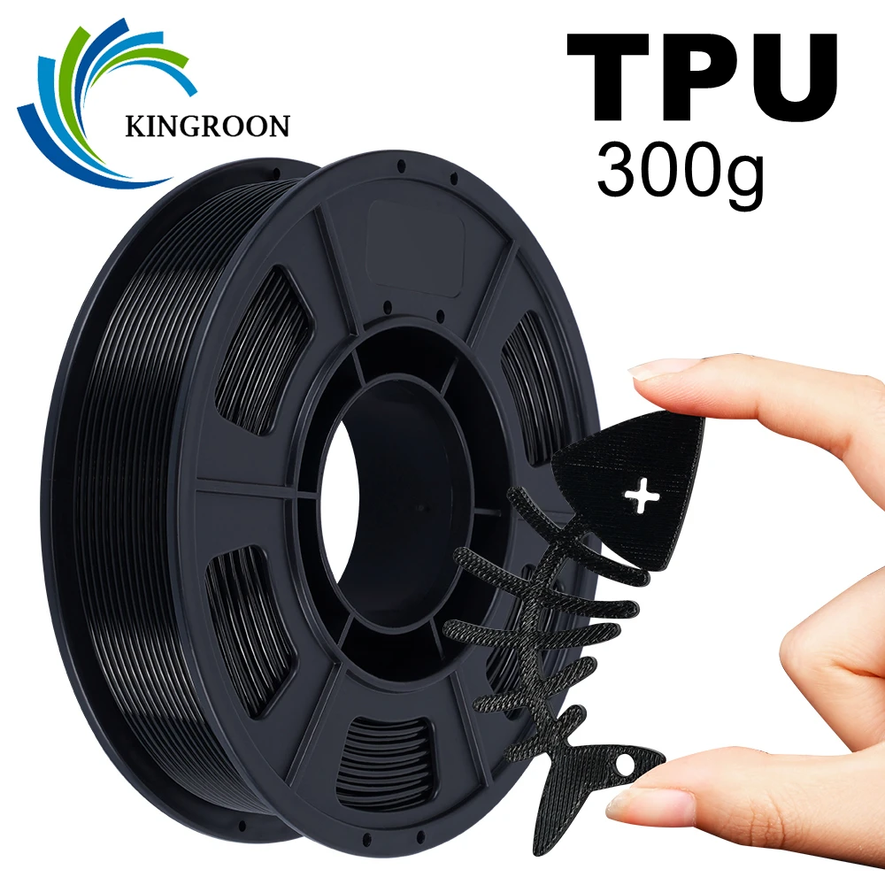 KINGROON Filamento TPU 1,75 mm 0,3 kg (NON 1 kg), materiale flessibile per stampante 3D morbido 95A, bobina da 200 g 300 g per staffa AMS e scatola asciutta