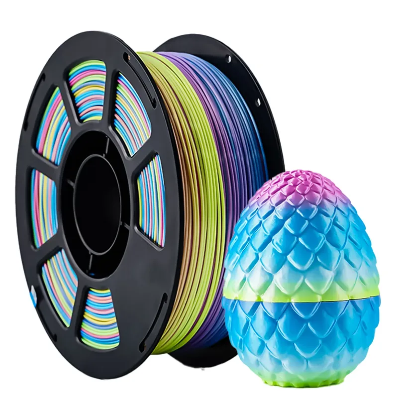 Filamento PLA Seta Arcobaleno ADLAYER, Filamento Multicolore per Stampante 3D 1,75mm +/- 0,02mm, Cambio Colore Rapido Ogni 8 Metri, 330 Metri, 1kg/2,2lbs, Filamento Seta Arcobaleno (Rosa-Giallo-Blu-Verde)
