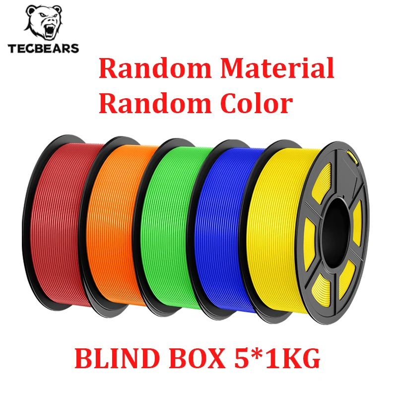 Filamento per Stampante 3D TECBEARS PLA/PLA PLUS/PLA Classic/PETG/ABS/ASA/SILK, Confezione a Sorpresa 5KG, Materiale e Colore Casuali, Spedizione Rapida