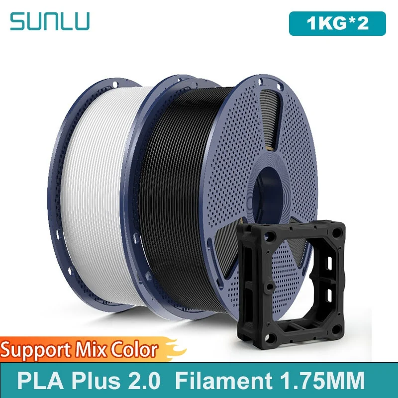 SUNLU 2KG PLA + 2.0 Filamento per stampante 3D Filamento PLA più più forte e più forte 1000G/rotolo Filamento 3D da 1,75 mm Adatto per la stampa 3D FDM