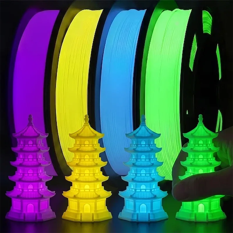 Filamento per stampante 3D TPU fosforescente, TPU 95A, blu, verde, giallo, viola 250g/250 * 4 confezioni, filamento per stampante 3D da 1,75 mm.