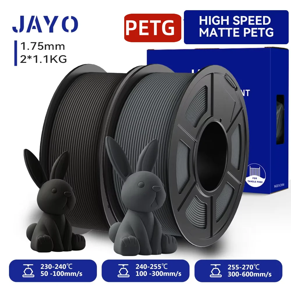 Filamento 3D PETG opaco ad alta velocità JAYO 1,75 mm 30 mm/s - 600 mm/s Gamma di stampa Filamento per stampante 3D PETG veloce ad alto flusso per 3D