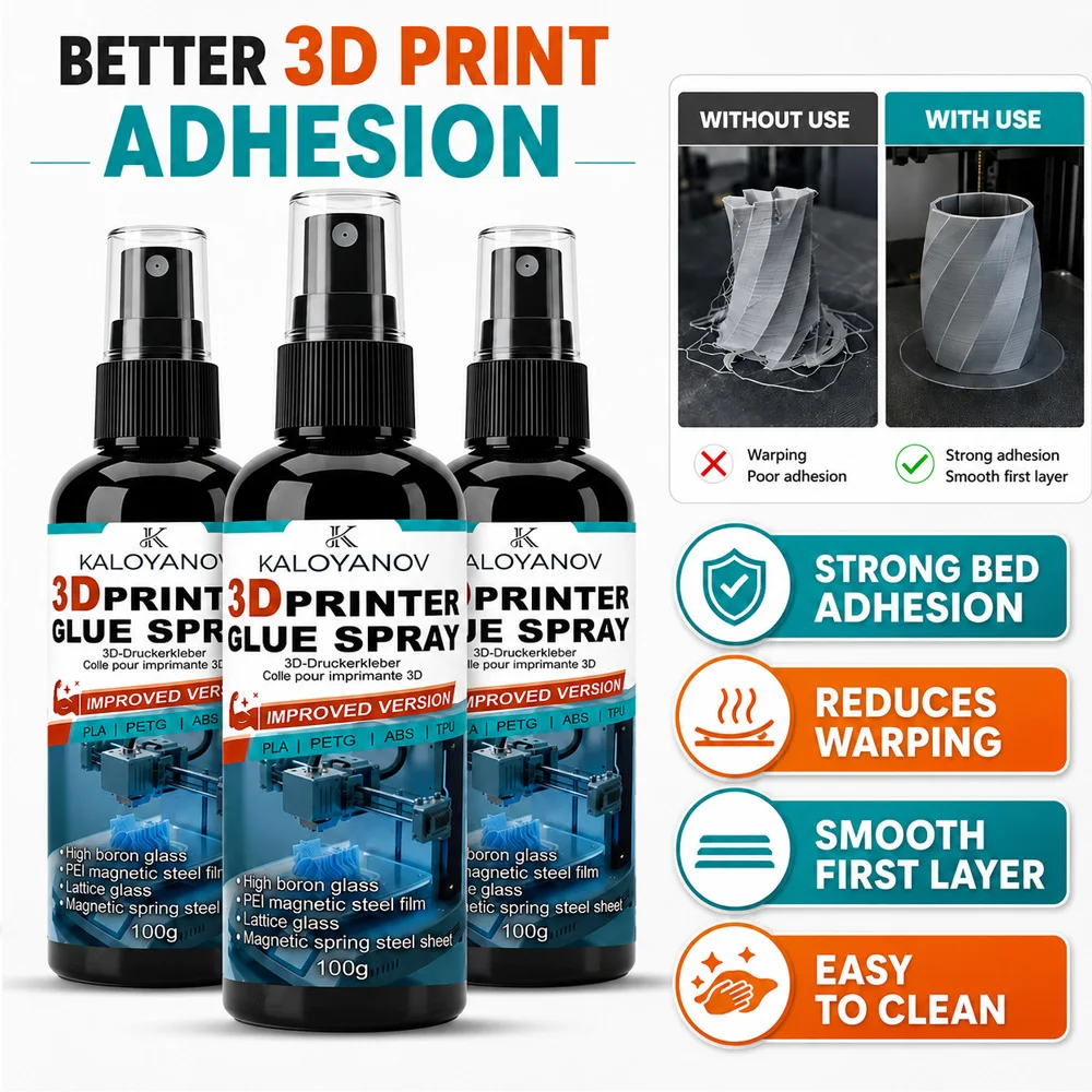 Colla Liquida per Stampante 3D da 100g, Rivestimento Adesivo per Filamenti PLA PETG ABS TPU, Foglio in Acciaio PEI, Strumento Anti-Deformazione
