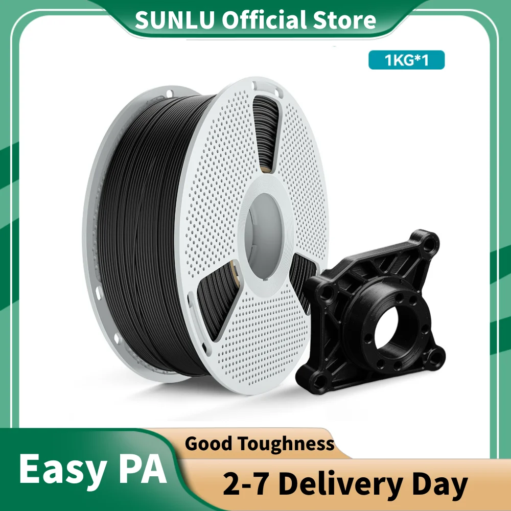 Filamento per stampante 3D SUNLU Easy PA da 1,75 mm 1 kg/350 m, ad alta resistenza, senza ordito/crepa, ±0,03 mm, linee di filamento al 100% sonoficate dall'UE