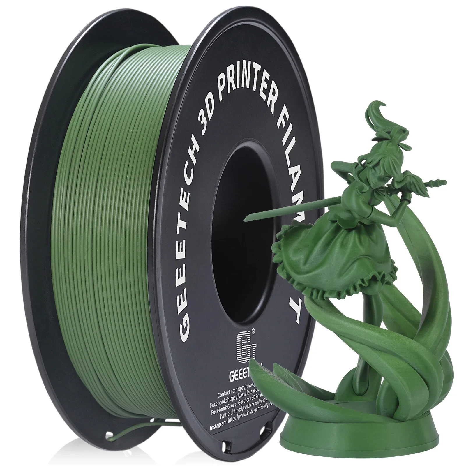 Geeetech Filamento opaco PLA 1,75 mm Bobina da 1 kg (2,2 libbre), stampante 3D Materiale acido polilattico, texture smerigliata, Confezione sottovuoto